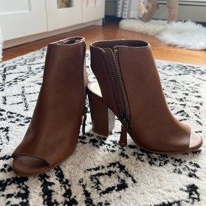 Brown Faux-Leather Steve Madden/Madden Girl Cut-out Cut out Booties, Size 6.5